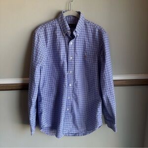 Ralph Lauren 100% Cotton Blue Purple White Check Button Front Shirt